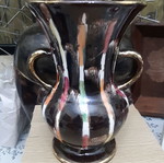Black vase with brushstroke accents, decorative flower vase