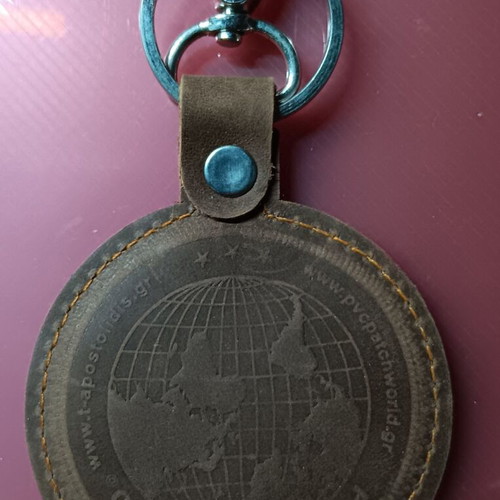 Leather keychain new, brown, large size