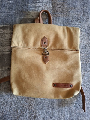 Handmade backpack bag new, yellow with brown details