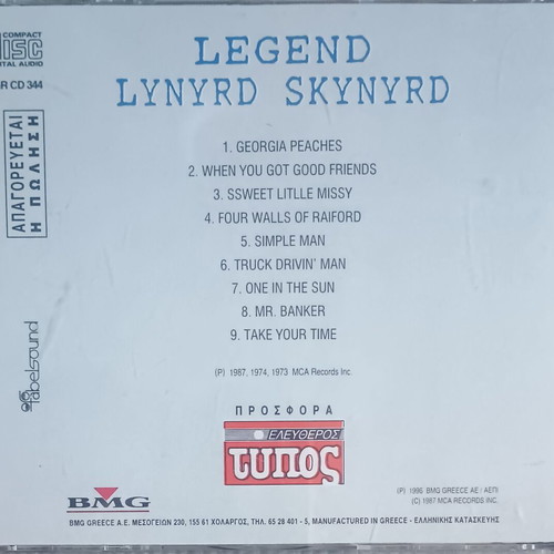 Lynyrd Skynyrd Legend CD used, rock