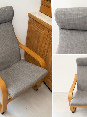 IKEA Poang πολυθρόνα μεταχειρισμένη, γκρι επένδυση και ξύλινο σκελετό