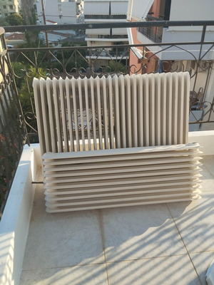 Cast iron radiators used, set of two, sturdy construction