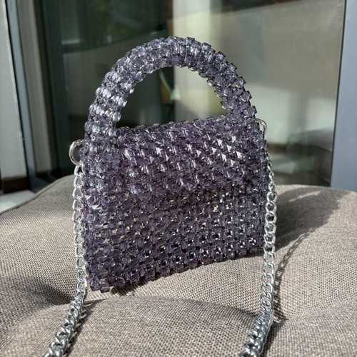 Handmade beaded bag new, gray