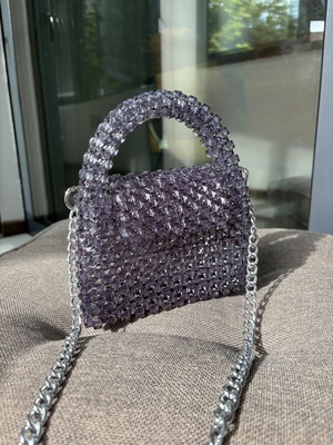 Handmade beaded bag new, gray