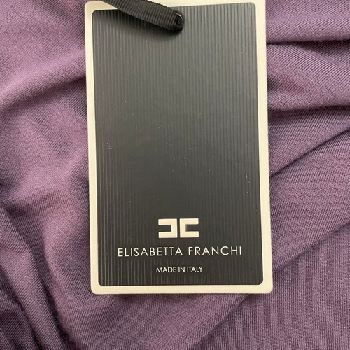 Elisabetta Franchi Asymmetric Jersey Dress with Drapes new, plum color