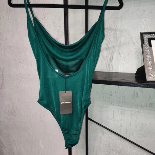 Pink Woman Emerald Green Bodysuit XS new with shimmer