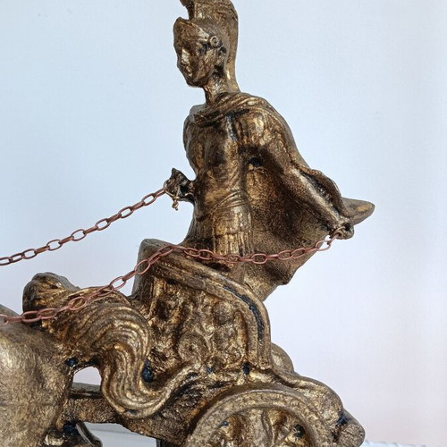 Roman warrior in chariot sculpture after triumph