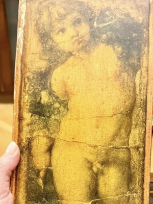 Vintage διακοσμητικό panel με cherub μεταχειρισμένο, έντονη πατίνα