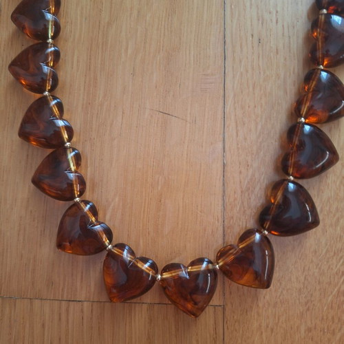 Resin necklace Tartaruga new, brown and gold