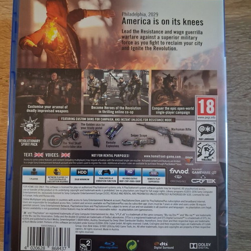 Homefront The Revolution PS4 game like new