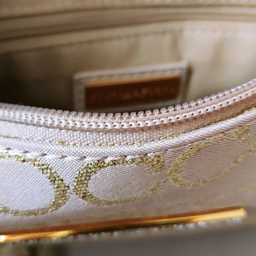 Rocco Barocco handbag used beige with gold letters and metal details