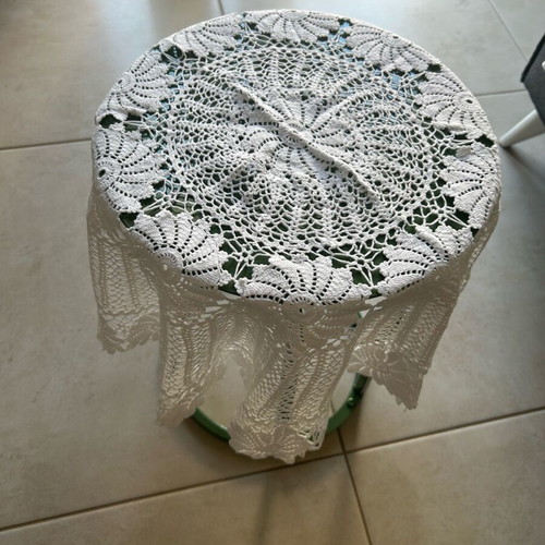 Crochet Tablecloth white round 80cm diameter handmade