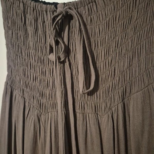 Long summer dress like new, strapless with painted flower