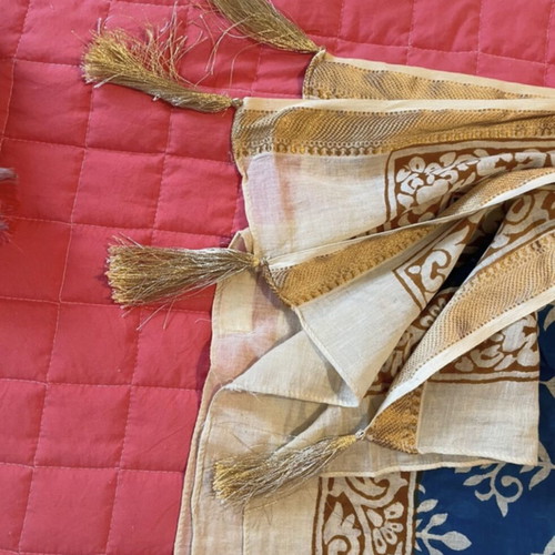 Greek Island Memories Scarf like new, blue with gold details
