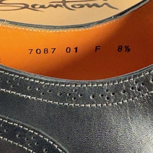 Santoni Fatto a Mano Black Leather Oxford Brogues like new EU 42.5