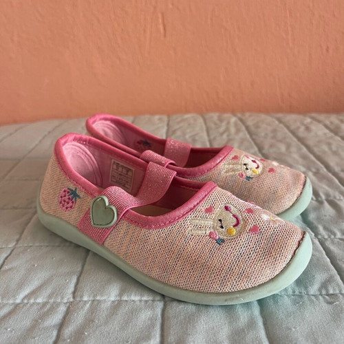 Peppa Pig children's fabric ballerina shoes used, size 27, pink