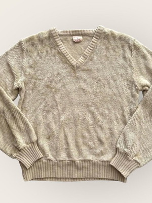 Vintage γυναικείο πουλόβερ Grapevines σαν καινούργιο, μέγεθος L, μπεζ, V λαιμόκοψη