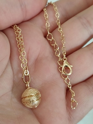 Men's necklace ball in gold steel chain with extension new