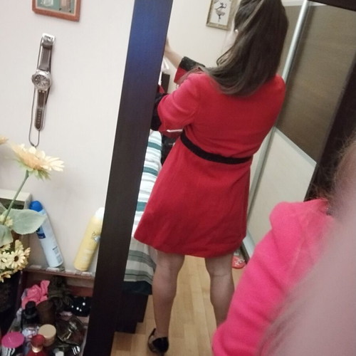 Grama red coat, black details, size S
