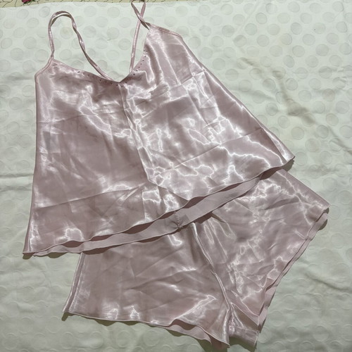 Vintage satin pajama set used, pink, sizes S/M