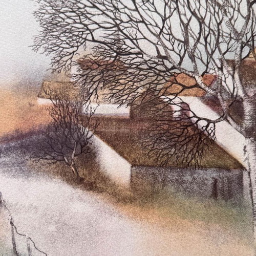 Winter Landscape Painting like new, framed wood 56x76