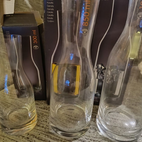 Glass carafes new, set of 3 with packaging, 1200/850/300 ml