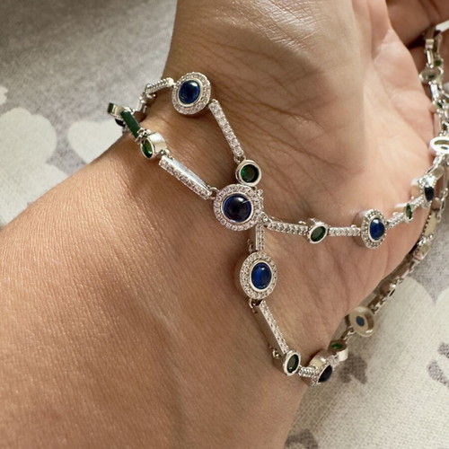 APM Monaco sterling silver necklace with colorful bear charms