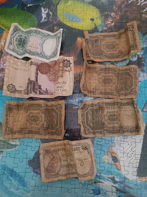 Collection of old banknotes from Egypt and Arab countries used
