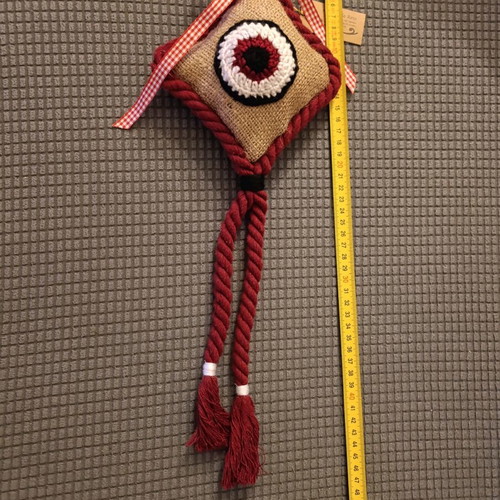 Large hanging charm new, handmade from cotton cord and linen