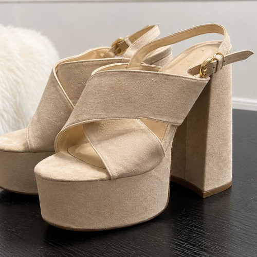 Bozikis suede platform sandals like new, beige, size 38