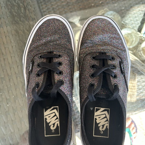 Vans Kids Shoes Black with Multicolor Glitter Size 35 Like New