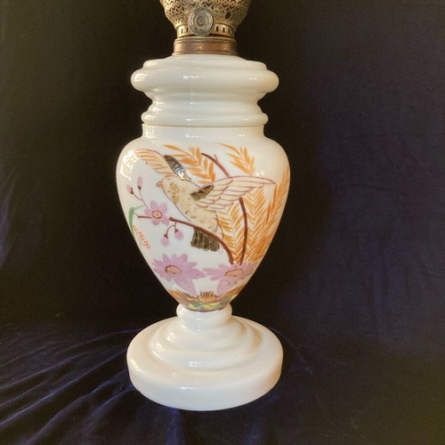 Antique glass oil lamp like new, height 62cm