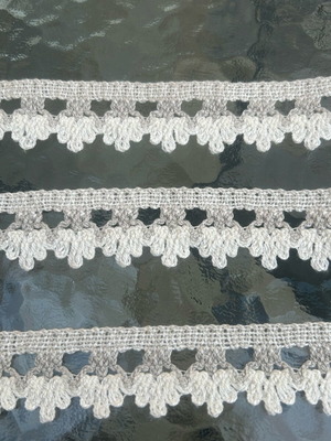 Vintage lace set new, 9.5m gray-white and 4m brown-beige