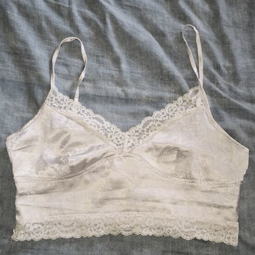 Fairycore silk top with lace trimming, new, Shein, white
