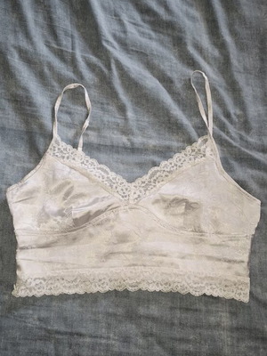 Fairycore silk top with lace trimming, new, Shein, white