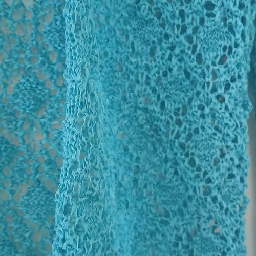Morgan knitted short cardigan with fringes like new, turquoise