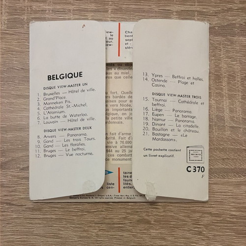 View-Master 3D set Belgique used, Sawyer's Europe reels and booklet