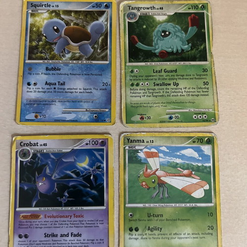 Pokemon cards used, set of 4 collectible cards