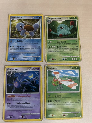 Pokemon cards used, set of 4 collectible cards