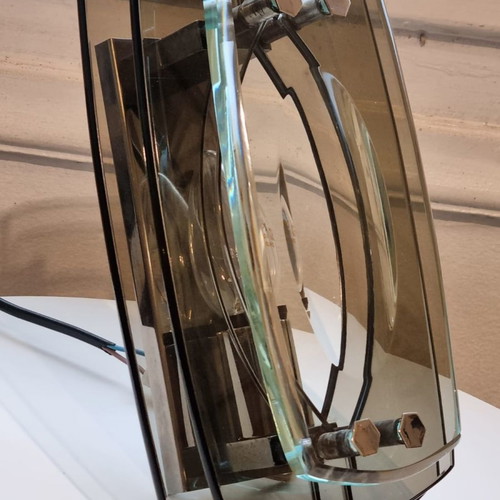 Mid-Century Wall Lamp in Tinted Glass and Chrome by Max Ingrand for Fontana Arte used, 1960s