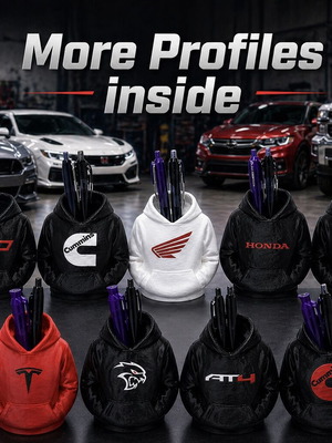 3D Printed Hoodie Pen Holder with Custom Car and Moto Logos