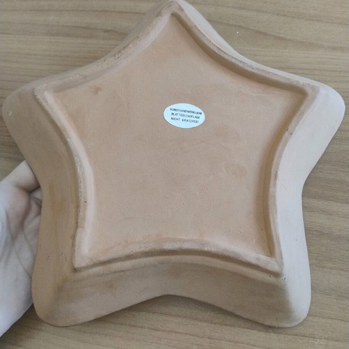 Ceramic decorative star-shaped Christmas plate used, gilded, diameter 27cm