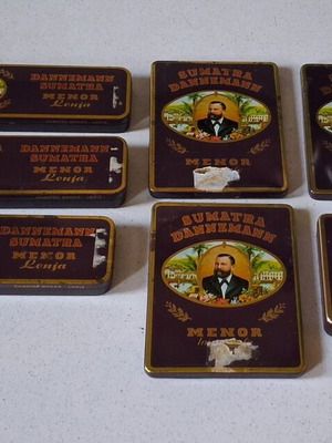 Σετ 7 vintage μεταλλικά κουτιά πούρων Dannemann Sumatra Menor