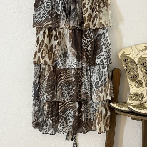 Paranoia Y2K midi leopard skirt like new, XS/S