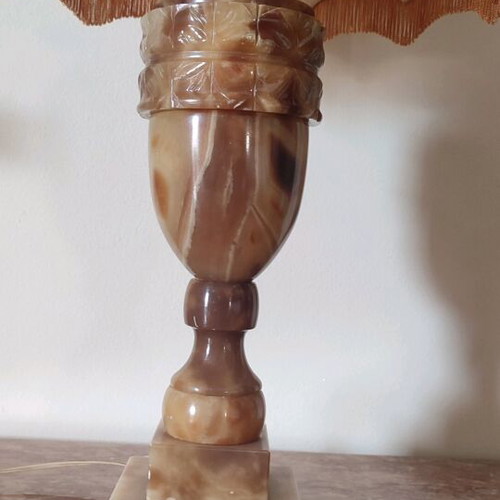 Table lamp with marble base and fabric shade, like new