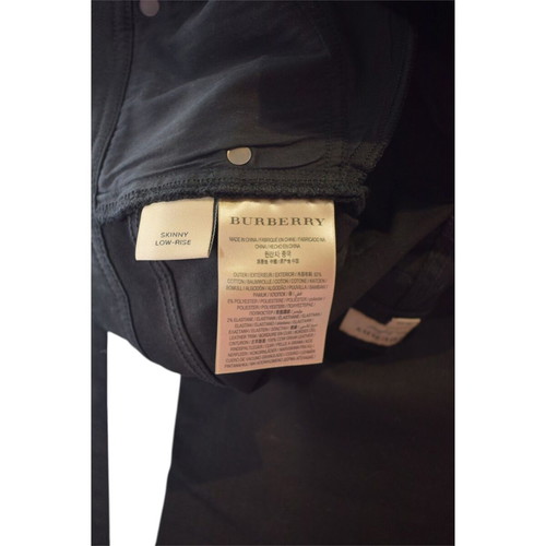 Burberry London England Skinny Low-Rise Black Jeans with Leather Patch W29