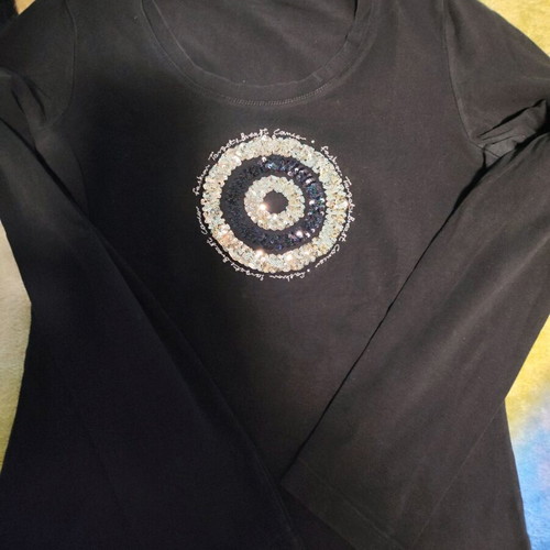 Black elastic blouse used with sequins, size M