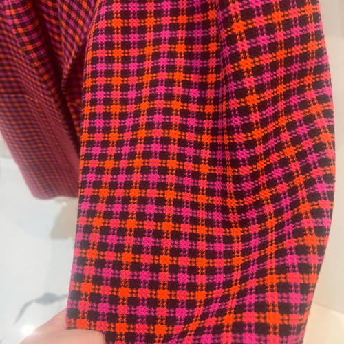As Deolindas blazer and pants set used, small, colorful plaid