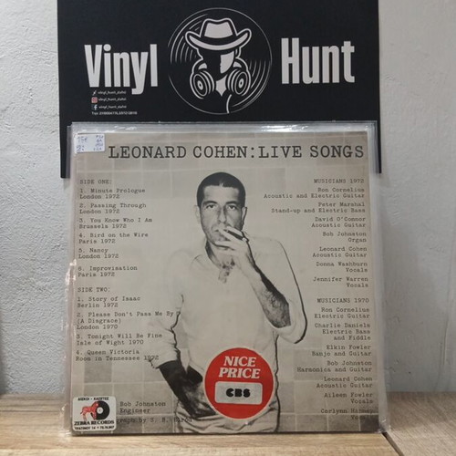 Leonard Cohen Live Songs vinyl used, folk
