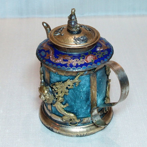 Asian teapot used with nephrite and multicolored enamel 18th-19th century